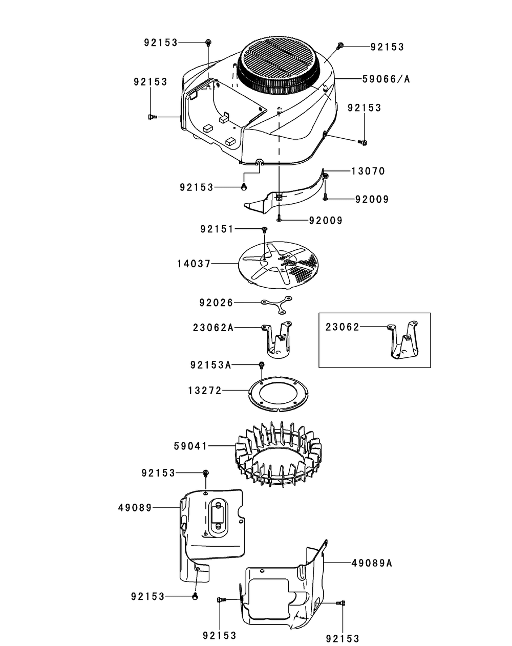 Kawasaki Fr730v-As05 Cooling Equipment Diagram and Parts List for Z-FORCELZ54 (17AIDAGC-17AIDAGC010)(2014) Cub Cadet Lawn Tractor